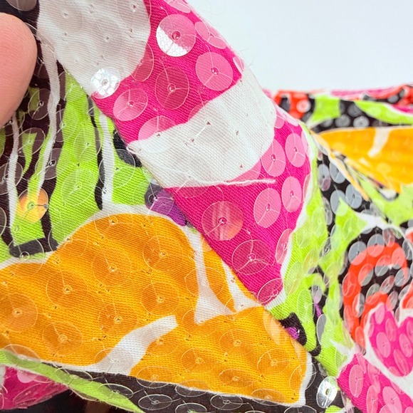 Beautiful vtg Tootsies One Shoulder Sequin Floral Dress Sz 10 Bright Multi Color - Picture 5 of 16